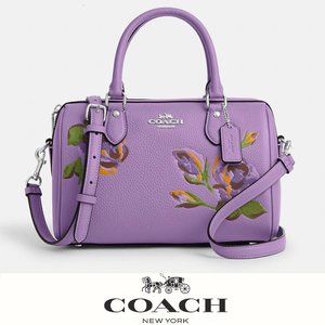 🌸🌿 Coach Rowan Satchel With Rose Print